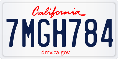 CA license plate 7MGH784