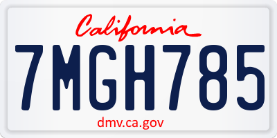 CA license plate 7MGH785