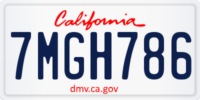 CA license plate 7MGH786