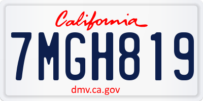 CA license plate 7MGH819