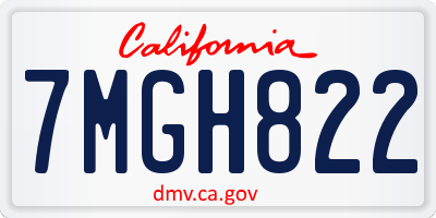CA license plate 7MGH822