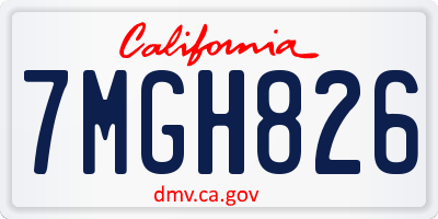 CA license plate 7MGH826