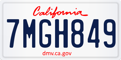 CA license plate 7MGH849