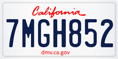 CA license plate 7MGH852