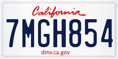 CA license plate 7MGH854