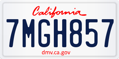 CA license plate 7MGH857