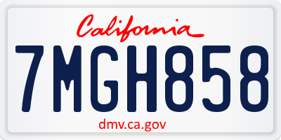 CA license plate 7MGH858