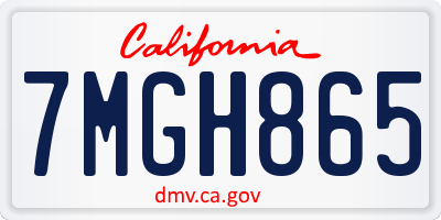 CA license plate 7MGH865