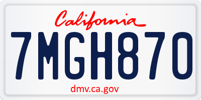 CA license plate 7MGH870