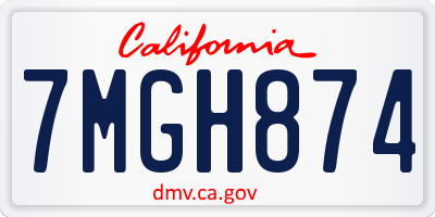 CA license plate 7MGH874