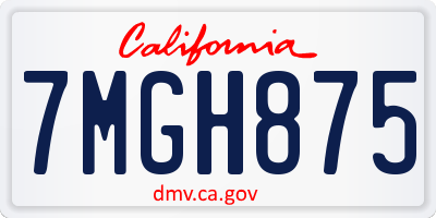 CA license plate 7MGH875