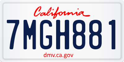 CA license plate 7MGH881