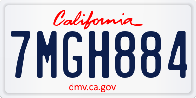 CA license plate 7MGH884