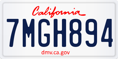 CA license plate 7MGH894