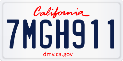 CA license plate 7MGH911