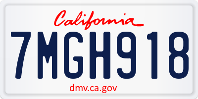 CA license plate 7MGH918