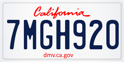 CA license plate 7MGH920