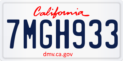 CA license plate 7MGH933