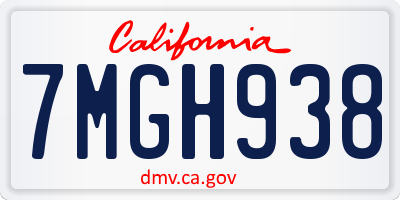 CA license plate 7MGH938