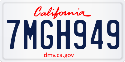 CA license plate 7MGH949