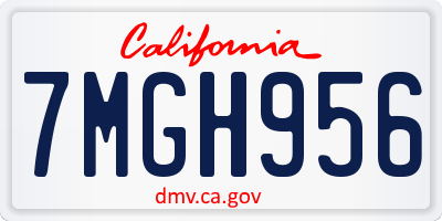 CA license plate 7MGH956