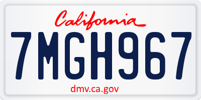 CA license plate 7MGH967