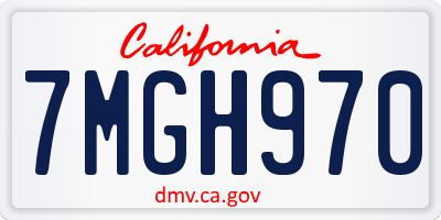CA license plate 7MGH970
