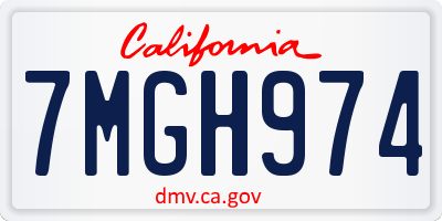 CA license plate 7MGH974
