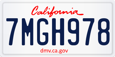 CA license plate 7MGH978