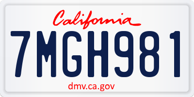 CA license plate 7MGH981
