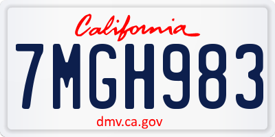 CA license plate 7MGH983