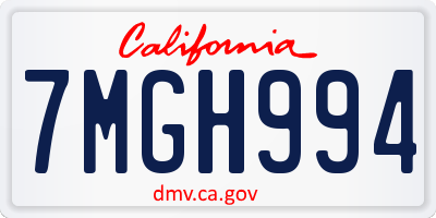 CA license plate 7MGH994