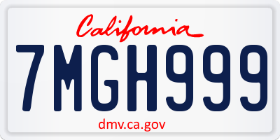 CA license plate 7MGH999
