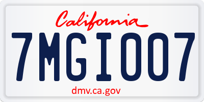 CA license plate 7MGI007