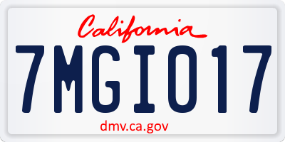 CA license plate 7MGI017