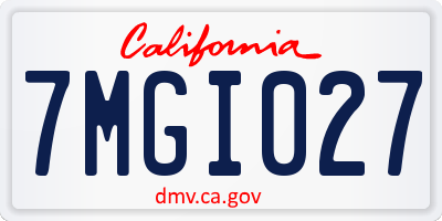 CA license plate 7MGI027