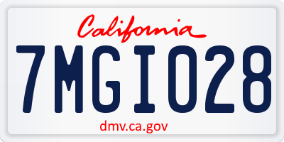 CA license plate 7MGI028