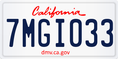 CA license plate 7MGI033