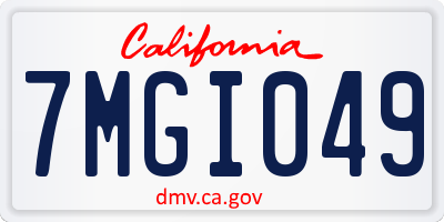 CA license plate 7MGI049