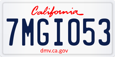 CA license plate 7MGI053