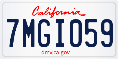 CA license plate 7MGI059