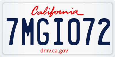 CA license plate 7MGI072
