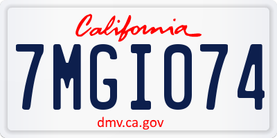 CA license plate 7MGI074