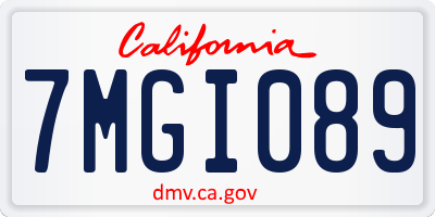 CA license plate 7MGI089