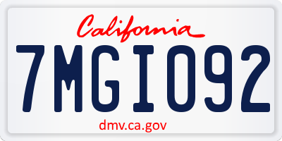 CA license plate 7MGI092