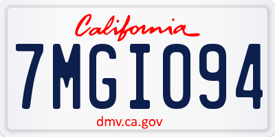 CA license plate 7MGI094