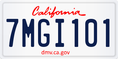 CA license plate 7MGI101