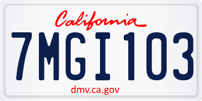 CA license plate 7MGI103