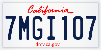 CA license plate 7MGI107