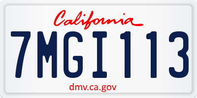 CA license plate 7MGI113